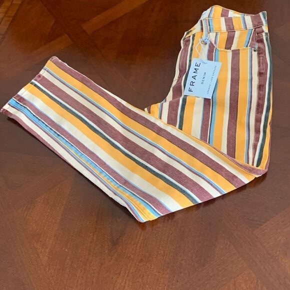 Frame l high rise straight  leg pant stripe size 25 NWT - Picture 2 of 9